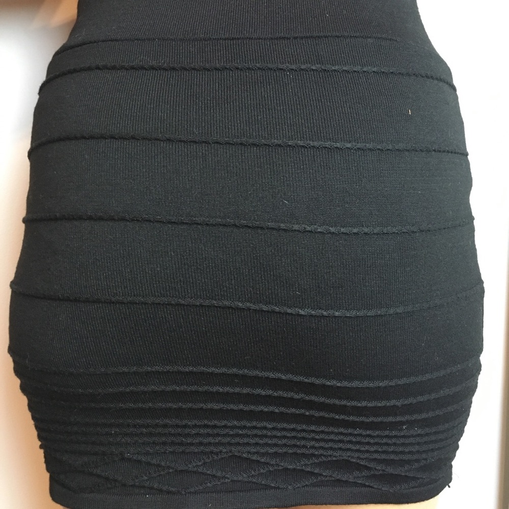 Black Mini Skirt with Raised Pattern